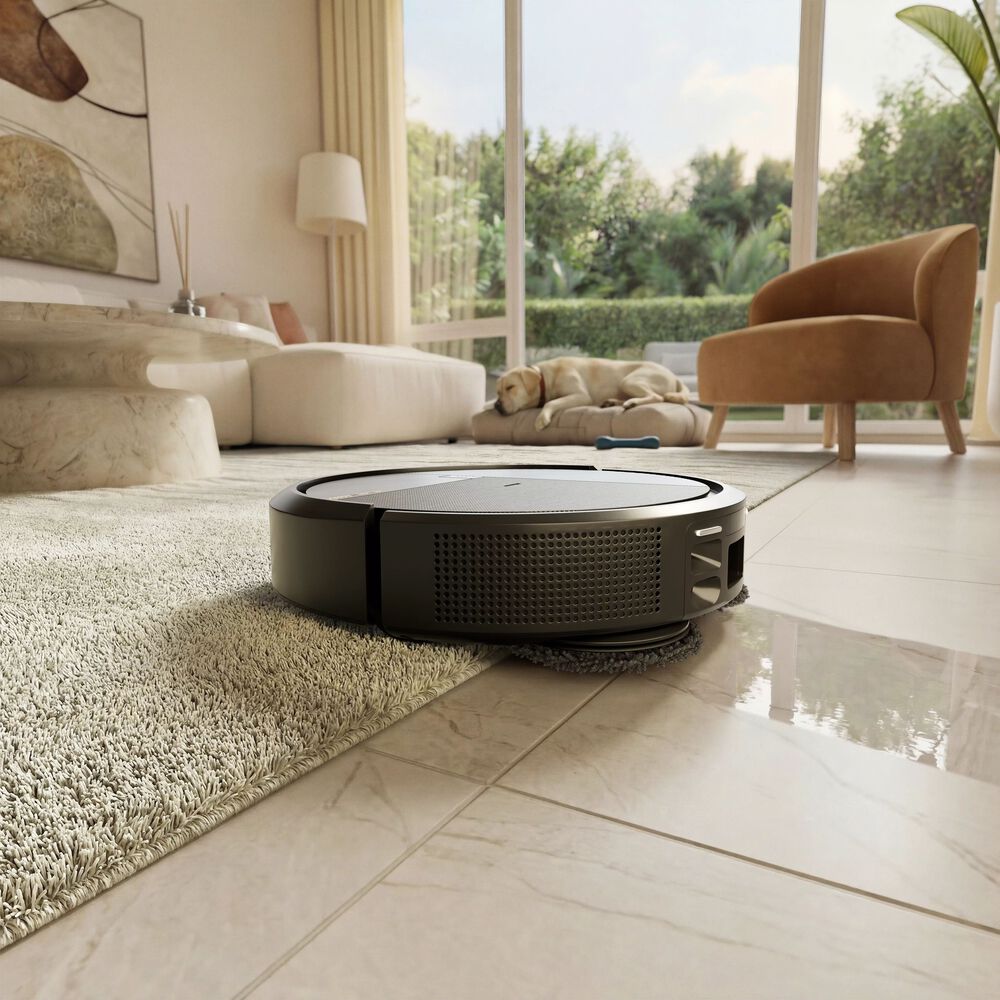 Mops hard floors, keeps rugs dry.
